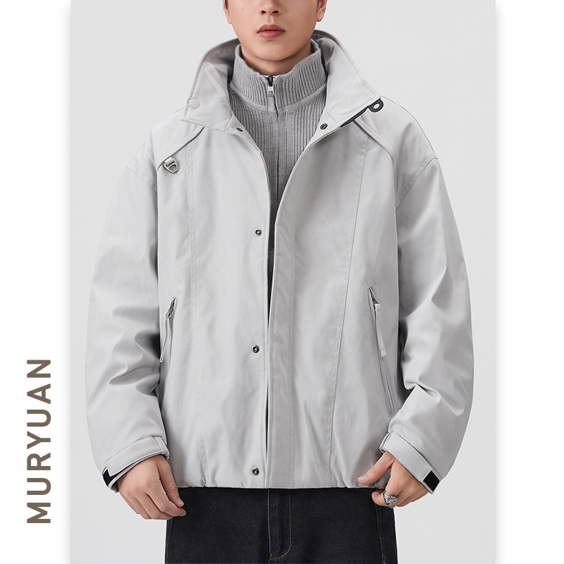 Muyuan Men's Winter 90 White Duck down Jacket Men's Trendy Brand Fake Two-Piece Outdoor Coldproof and Windproof Jacket