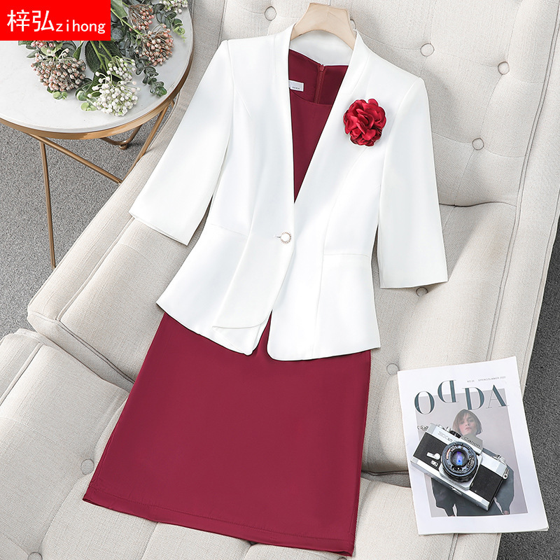 Zihong Zihong Formal Occasion Suit Skirt Two-piece Red Etiquette Clothing Speech Contest Broadcasting Suit Zihong Zihong Formal Occasion Suit Skirt Two-piece Red Etiquette Clothing Speech Contest Broadcasting Suit