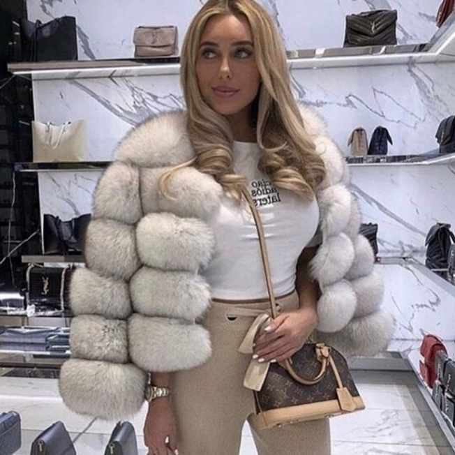 Fur European and American Hot-Selling Imitation Fox Fur Imitation Fur Outwear Women's Short Long-Sleeved Fur Artificial Fur Outwear