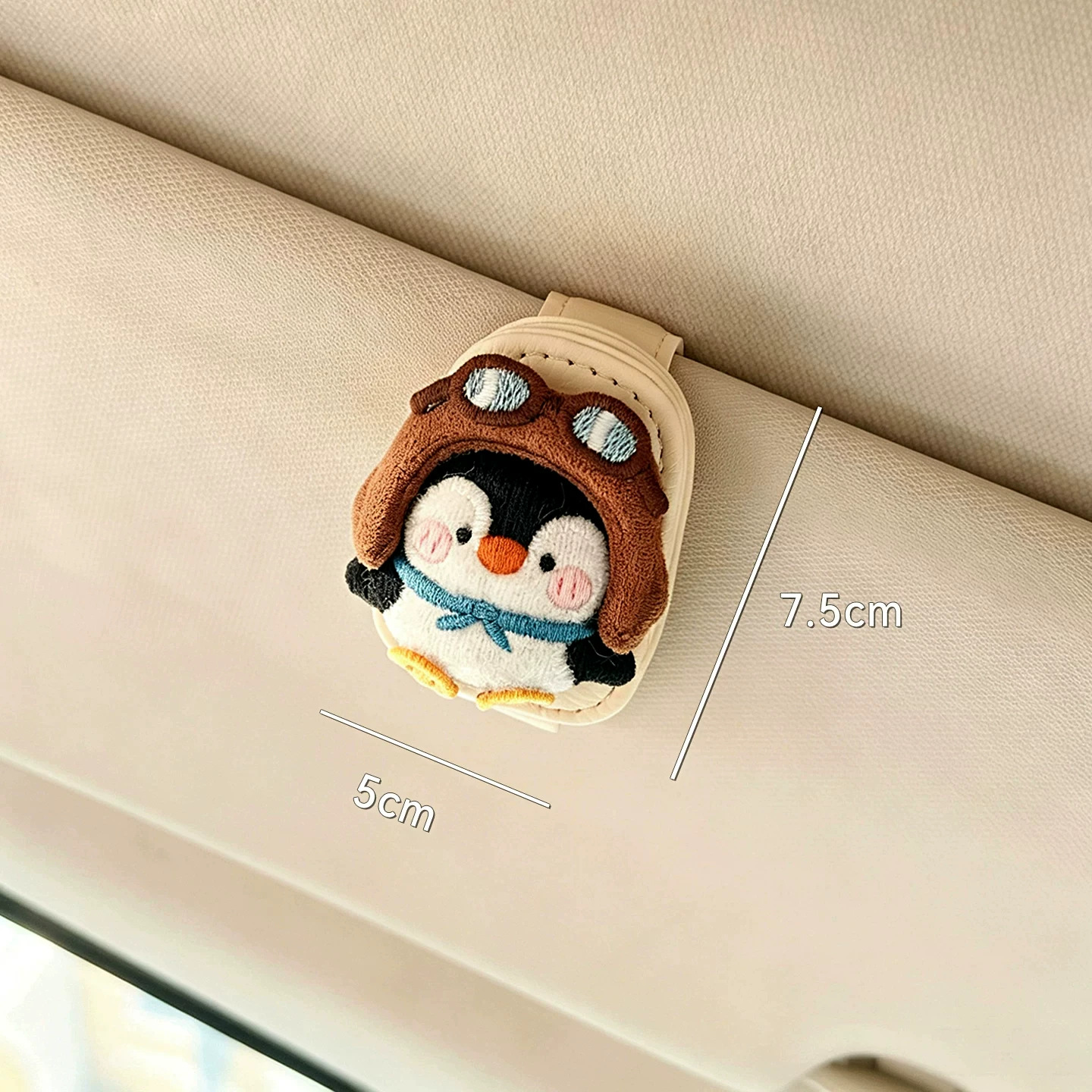 차량용 선바이저 펭귄 안경걸이 선글라스 영수증 보관 클립