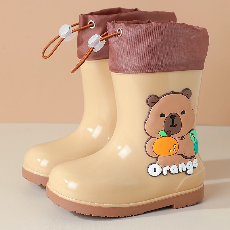Nuevos niños capibara barril corto impermeable bebé zapatos de lluvia botas de lluvia barril medio para niños y niñas dibujos animados jardín de infantes zapatos de agua