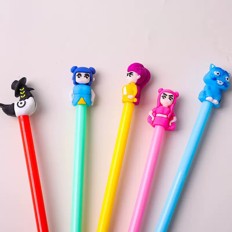 创意卡通猎魔女团笔帽中性笔保护套小学生笔配件厂家KPOP软胶笔帽