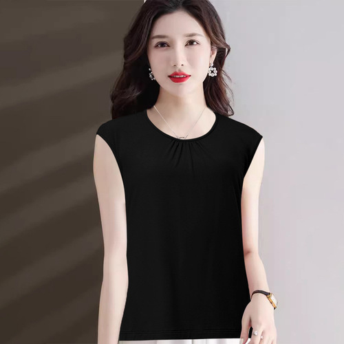 New loose large-size summer senior mom vest, all-matching slimming thin breathable sleeveless bottoming shirt