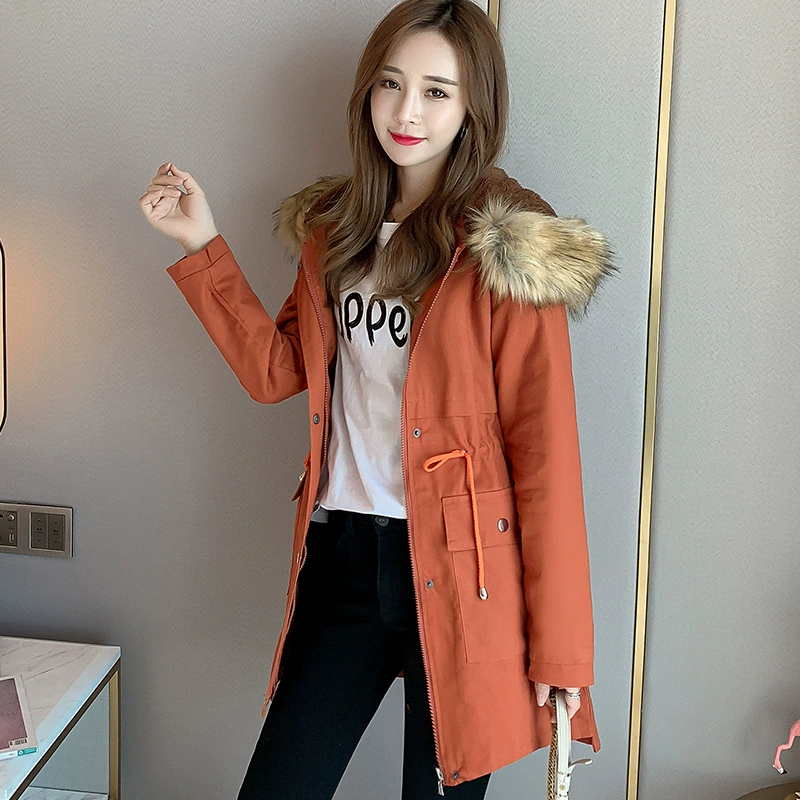 Long winter hoody, brace, down jacket, mid-length, increased thickness