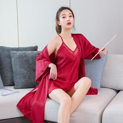 Static Spring Supply European and American Style Summer Sexy Lingerie Sexy Lace Striped Plus Size Pajamas and Nightgowns for Foreign Trade
