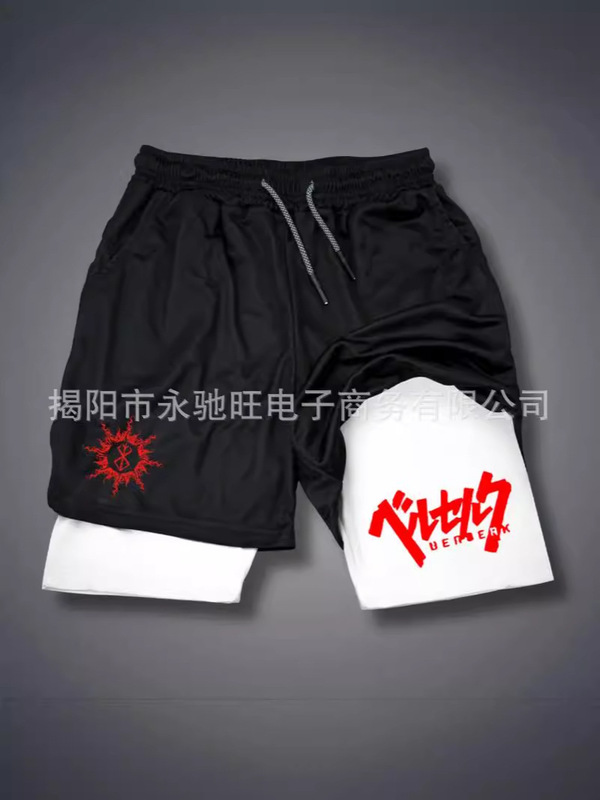 Summer Printed Grimace Shorts Dragon Ball Series Double Layer Two-in-One Men's Basketball Running Casual Home Sports Shorts