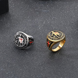 Ретро красное кольцо в стиле хип-хоп из нержавеющей стали, европейский стиль