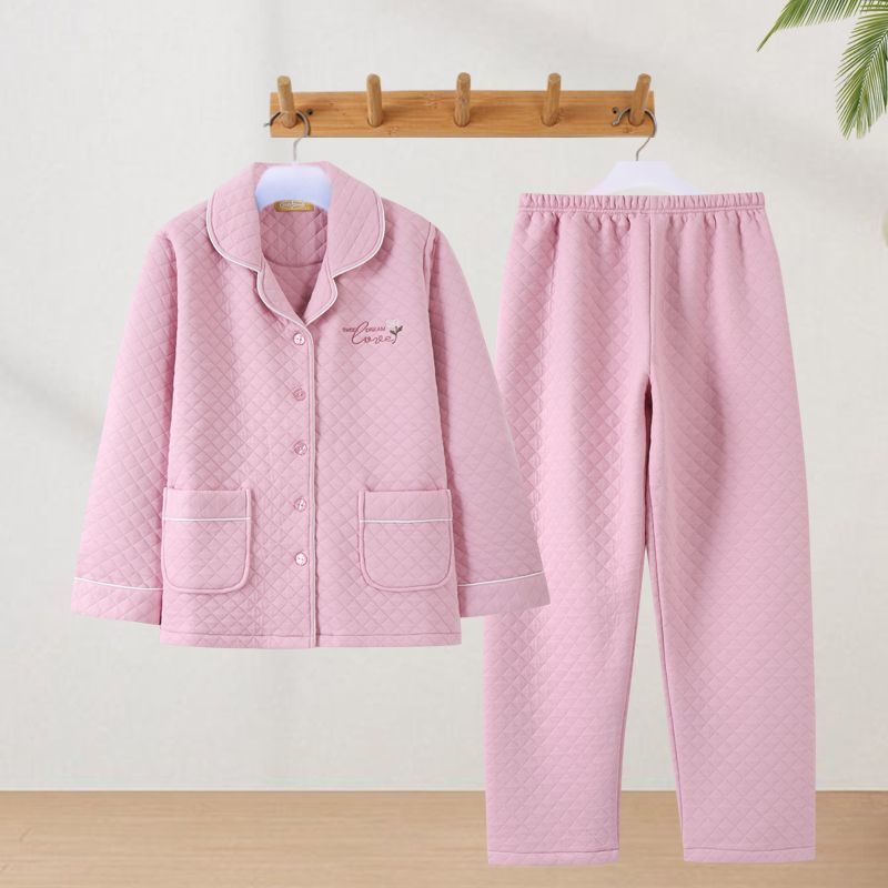 Invierno de aire algodón 100% pijamas de algodón grueso de las mujeres Primavera, Otoño e Invierno desgaste del hogar más tamaño desgaste exterior capa intermediaria