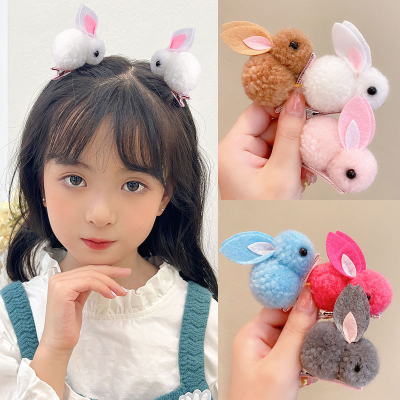 Clipper de conejo niñas lindas súper lindas estereoscópicas para niños peludos niñas no lastiman el cabello otoño invierno frisa clips adornamiento para el cabello