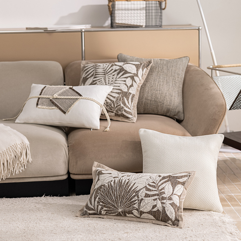 Modern Simple Style Jacquard Pillowcase Hotel B&B Decoration Splicing Pillow Cushion Bedroom Bedside Pillow Wholesale