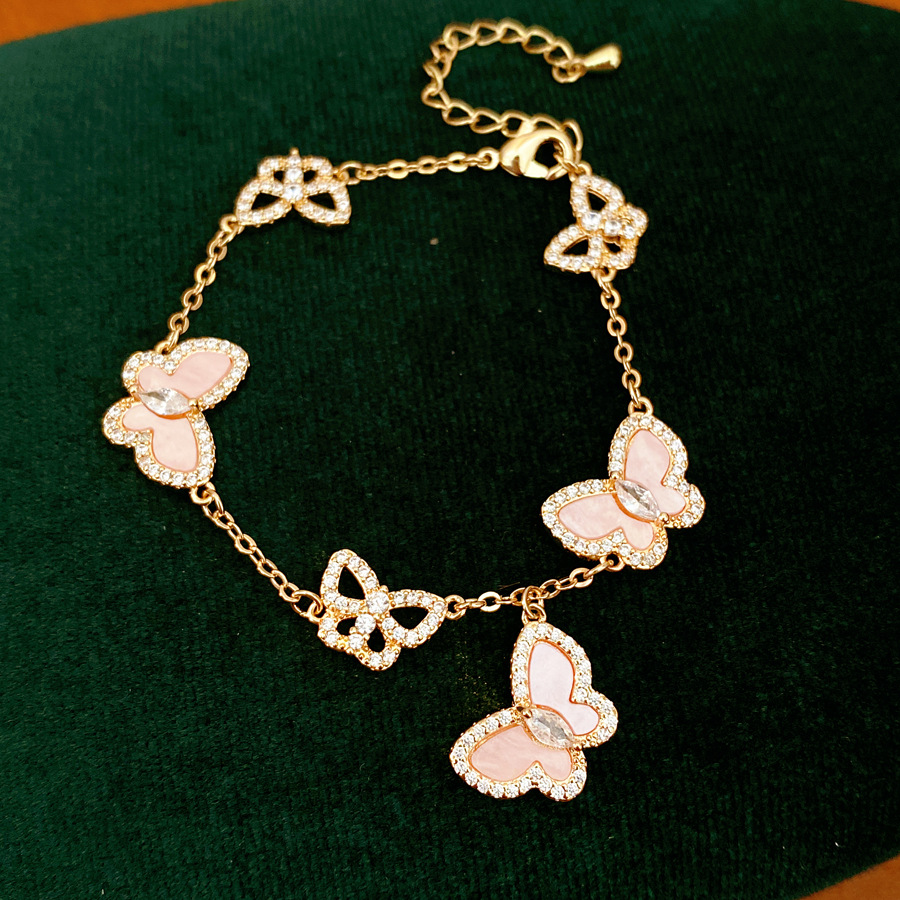 Placa de zircón colgante de mariposa pulsera nicho de diseño pulsera fresca dulce y fresco viento ligero lujo alta sensación joyería al por mayor