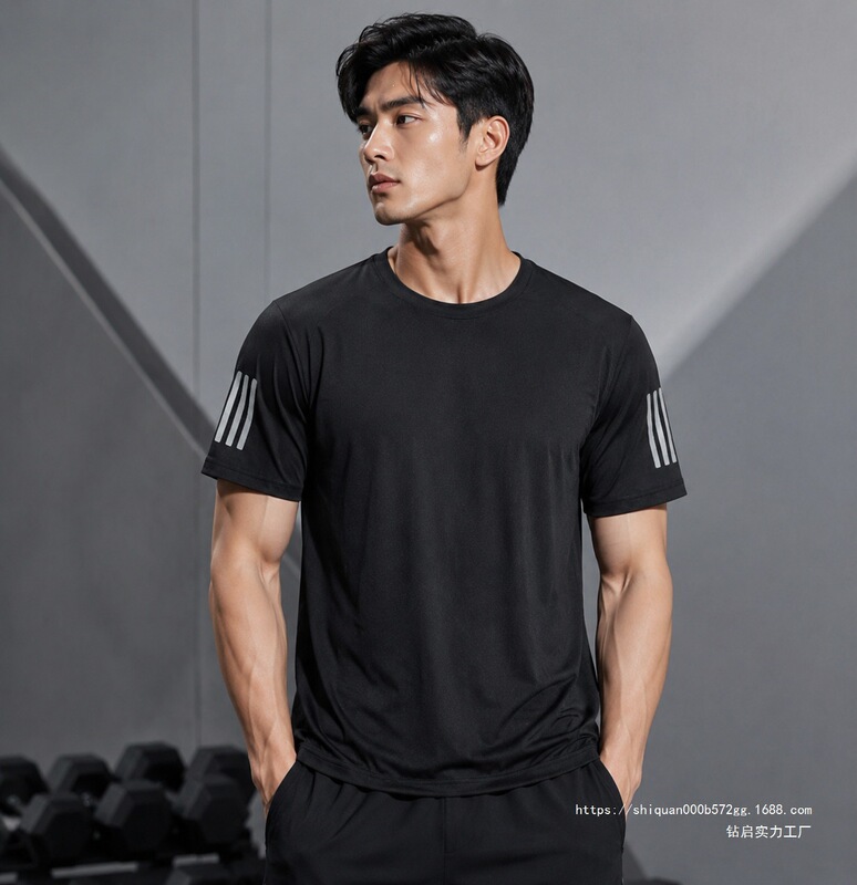 Breathable Ice Silk T-Shirt for Men, Summer Quick-Dry Short-Sleeve, Round Neck, Loose Fit, High Elasticity, Quick-Dry Shirt with Three Stripes Breathable Ice Silk T-Shirt for Men, Summer Quick-Dry Short-Sleeve, Round Neck, Loose Fit, High Elasticity, Quick-Dry Shirt with Three Stripes