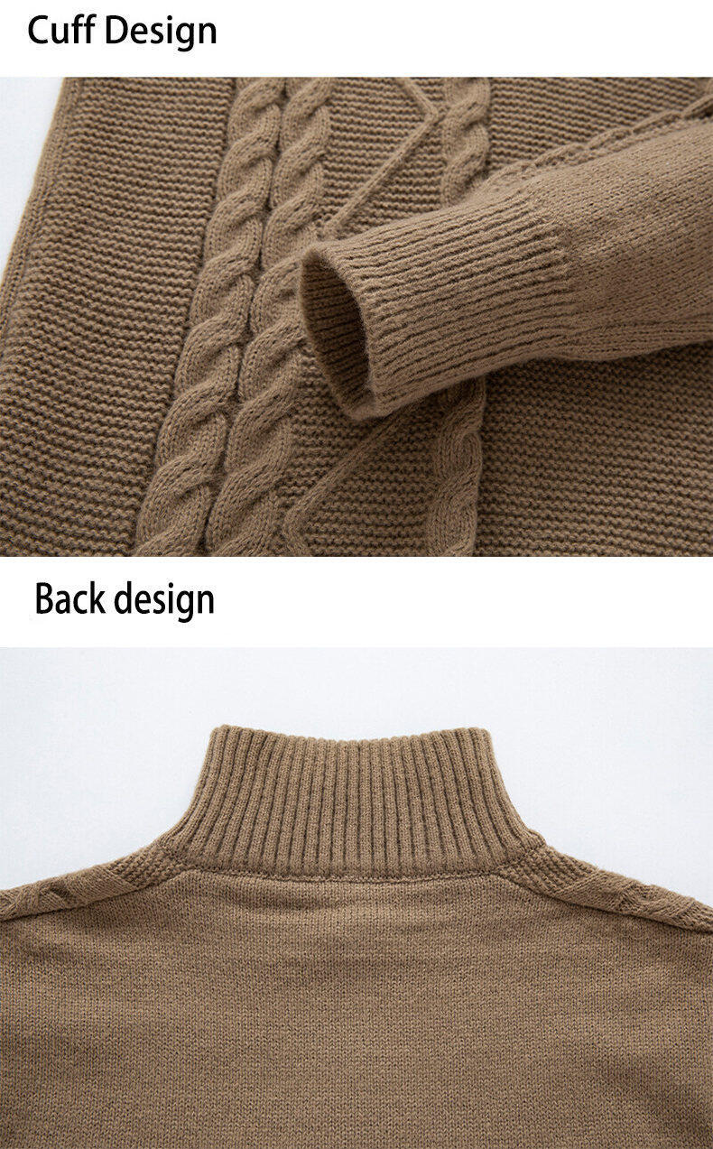 Men's Slim-Fit Knit Sweater – Korean-Inspired Layering Piece (Brown/Dark Gray/Black/Khaki, M-3XL)_viptrois.com