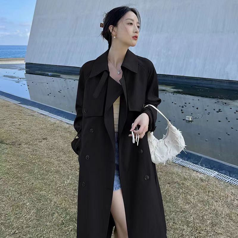 高级感韩系中长款风衣外套2025春秋新款小个子加长版英伦显高大衣|undefined