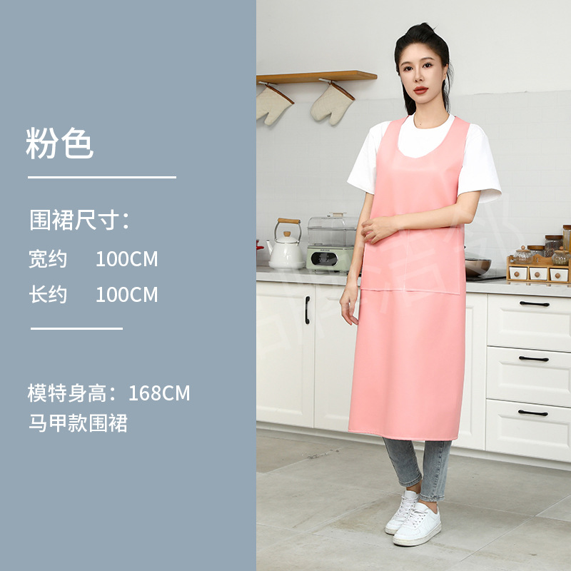 Chaleco delantal material de cuero PU impermeable a prueba de aceite ropa de trabajo antisucio cocina comedor logo delantal personalizado especial