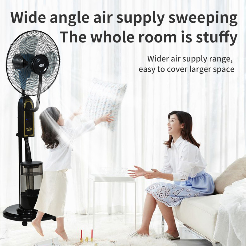 Spray Electric Fan Household Water-Added Mobile Fan Remote Control Humidification Cooling Water Mist Water Cooling Atomization Living Room Floor Fan