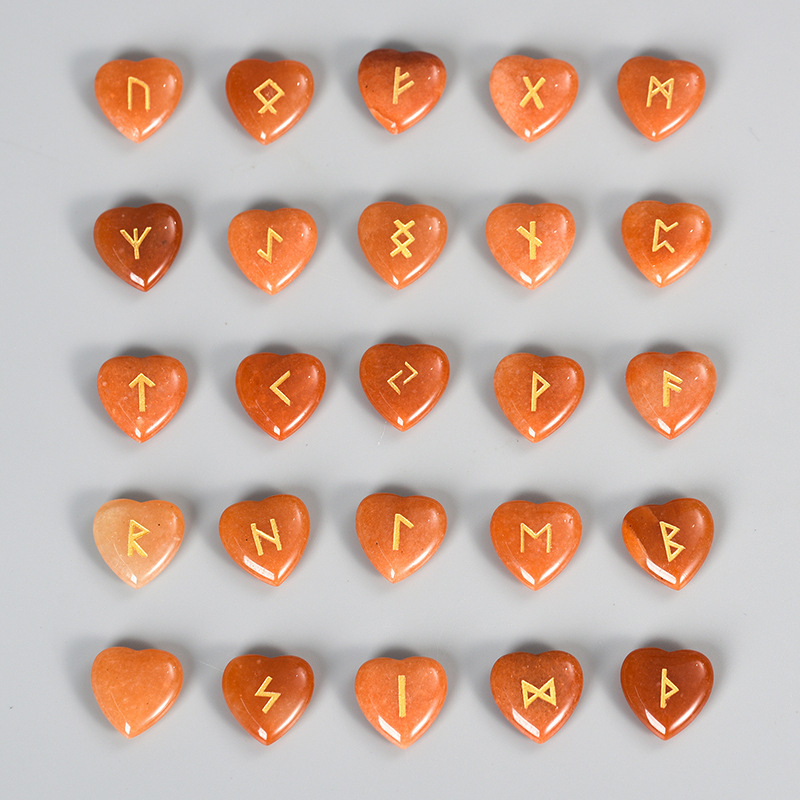 Amazon europeo y americano Venta caliente 25 cristal natural amor Luen carta ruoni Rune cristal piedra