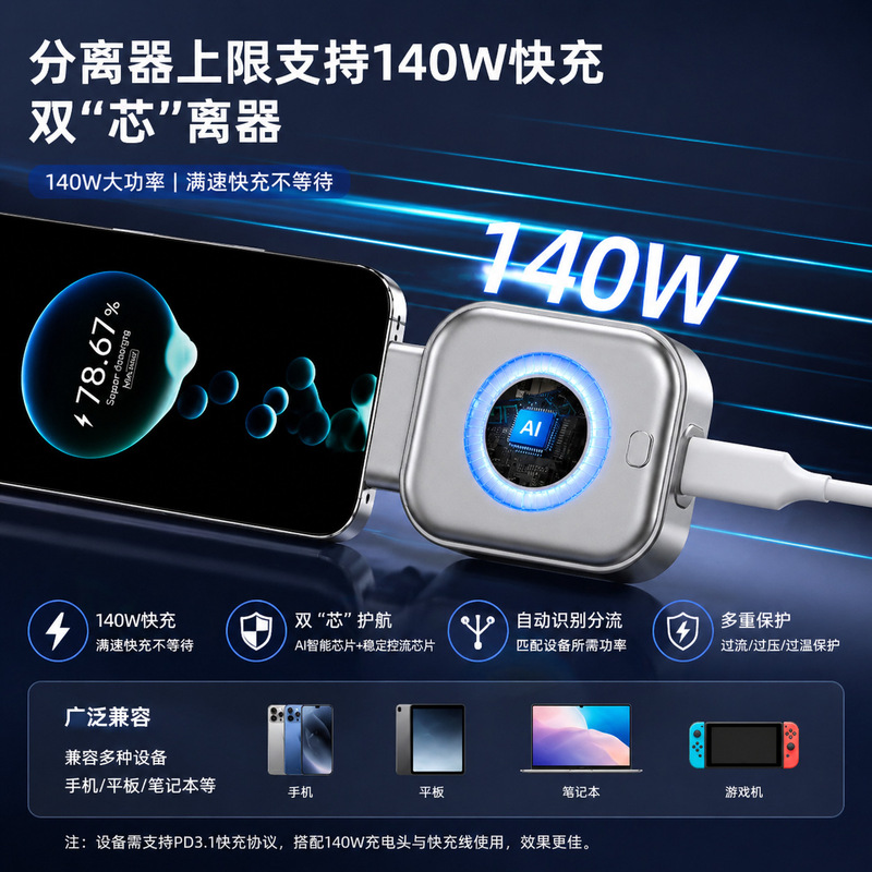 X01 Full Charge Separator with Ai Recognition and Automatic Power Off for Apple and Android Charging Models, Protects the Battery, a Hot-Selling Item