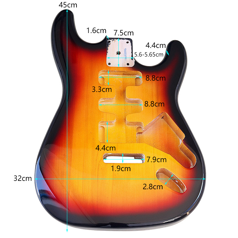 Cuerpo de la guitarra eléctrica Sunset color cuerpo de la guitarra solo-Shake accesorios de instrumentos musicales modificados DIY cuerpo de la guitarra eléctrica