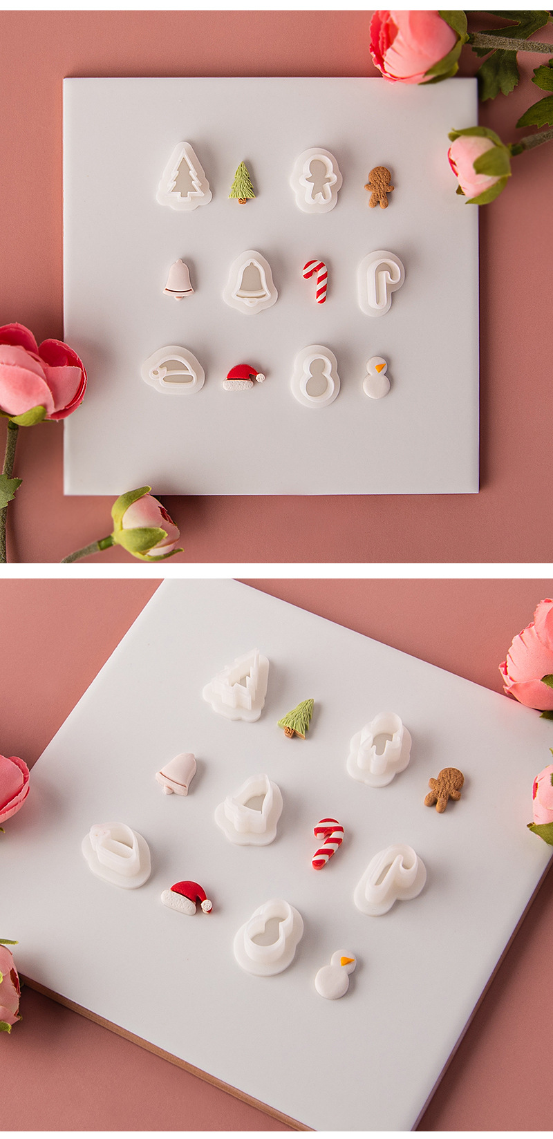 Description Picture 6 of item10Pcs/lot Mini Christmas Clay Cutters Snowman Gingerbread Man Socks Shaped Dangle Clay Molds Earring Jewelry Pendant Making Tool