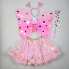 發光蝴蝶翅膀小女孩背飾兒童閃光蝴蝶奇妙仙子魔法棒花仙子三件套