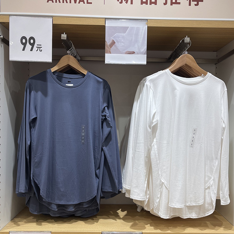 Autumn 2021 New Cotton Curved Hem Long T-shirt (Early Autumn with Stacked Long Sleeve) 439065