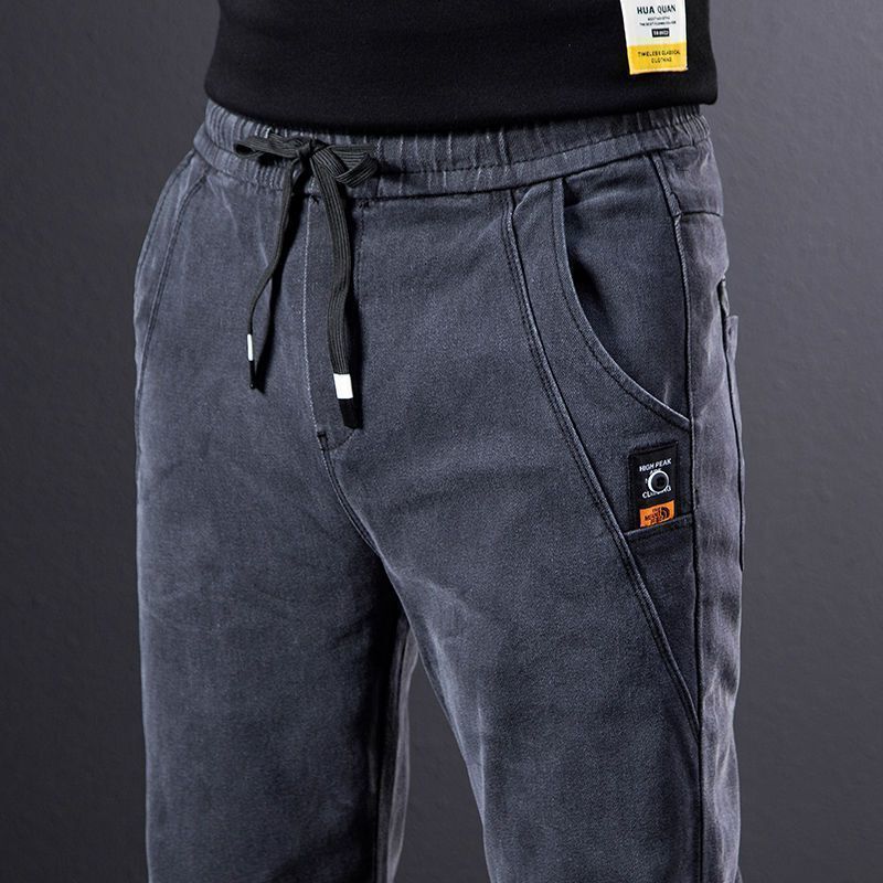 Denim Work Clothes Labor Protection Work Pants Working Pants Men's Wear-resistant Loose Elastic Spring and Autumn Site Tear-proof