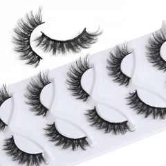 歐美跨境新品5對裝高仿眼睫毛凌亂卷翹仿真日常假睫毛批發