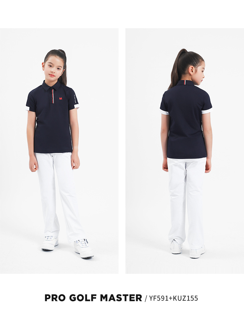 Áo polo golf tay ngắn trẻ em PGM thiết kế ghép màu — YF591-màu hồng, YF591-màu trắng, YF591-màu xanh nước biển chi tiết 10