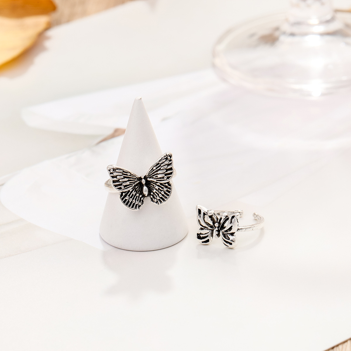 Anello farfalla retrò set 2 pezzi gioielli moda donna_voghion.com
