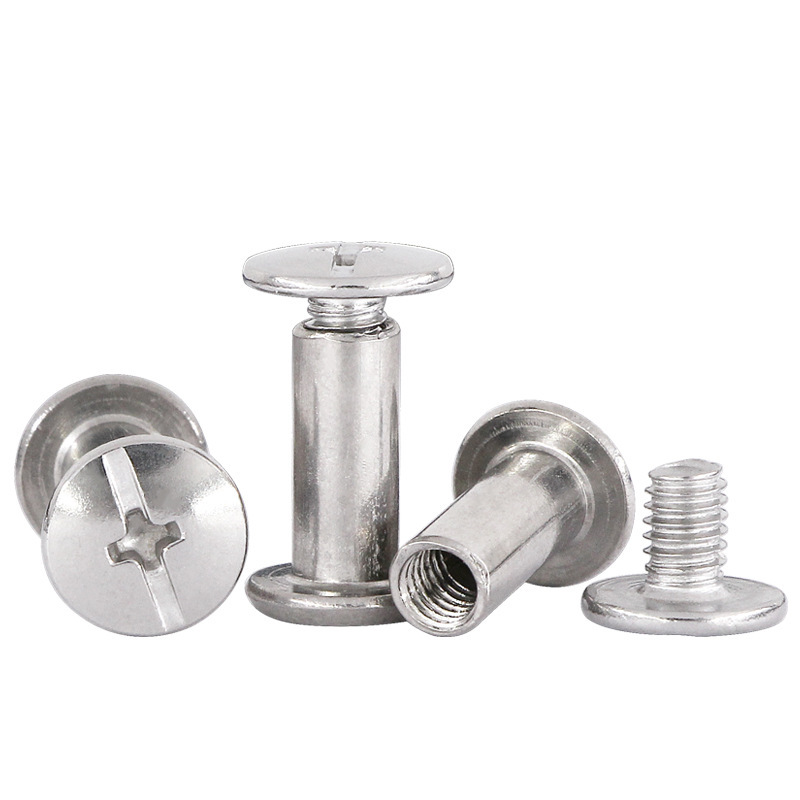 子母账本钉304不锈钢十字平头对锁相册账本铆钉菜谱对敲子母铆钉