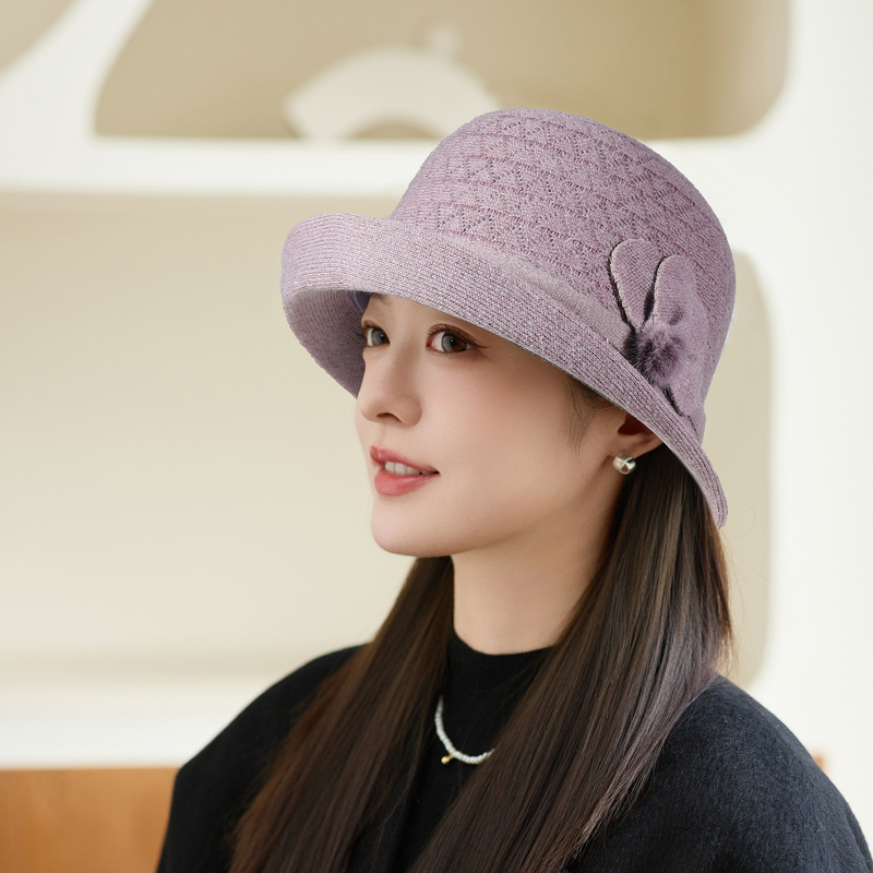 秋冬季针织卷边盆帽女毛绒气质中老年渔夫帽户外保暖时尚帽子批发|undefined