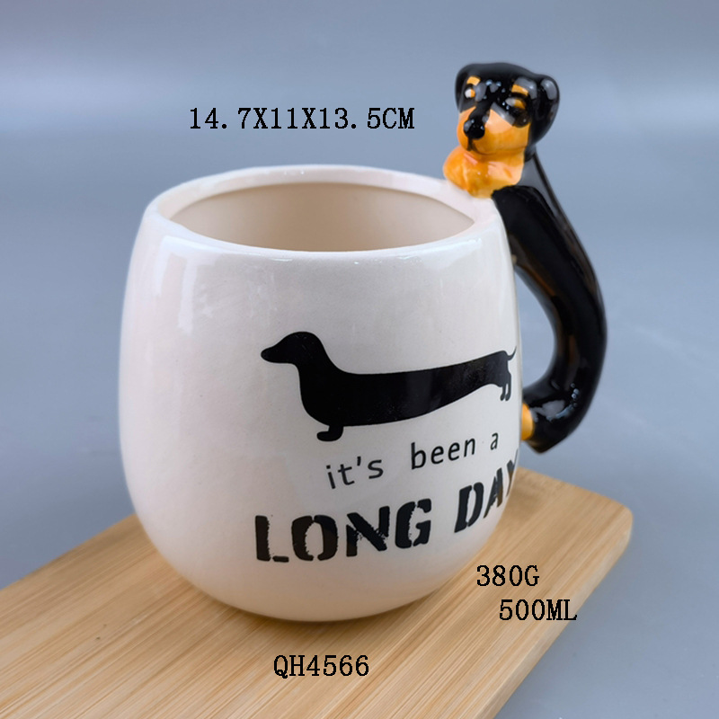 Caricatura extraña taza de cerámica de agua de perro de madera casera taza de leche encantadora pareja marca taza regalo creativo de cumpleaños