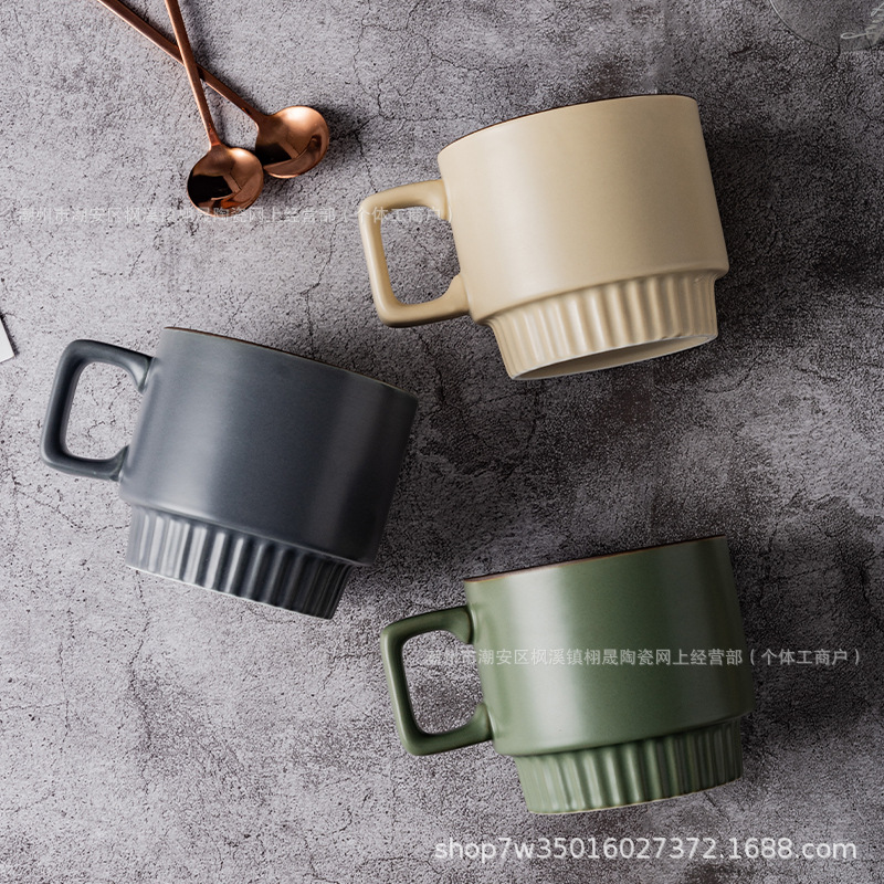 Taza de cerámica simple de color sólido taza de agua de oficina taza de café vintage taza de desayuno taza de pareja taza de latte creativa