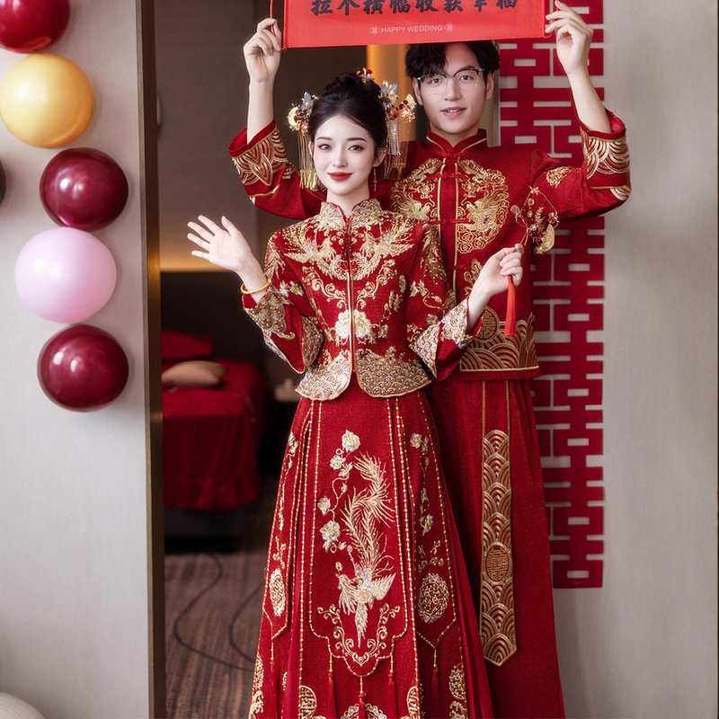 秀禾服2025年新款新娘结婚敬酒服小个子嫁衣中式婚服情侣出阁套装|undefined