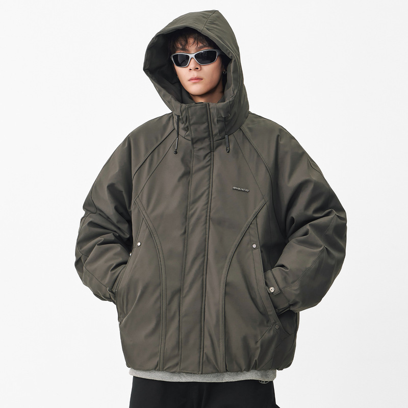 Hooded Workwear down Jacket Men's Japanese Style Retro Versatile Warm Casual down Jacket Trendy 2025 New Style