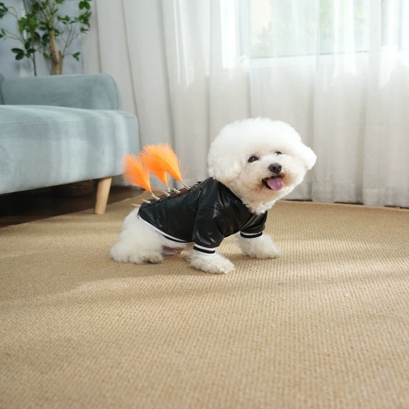 Кожаная куртка для собак с металлическими заклепками, стальными шипами, утепленная флисом, утолщенная кожаная одежда для щенков