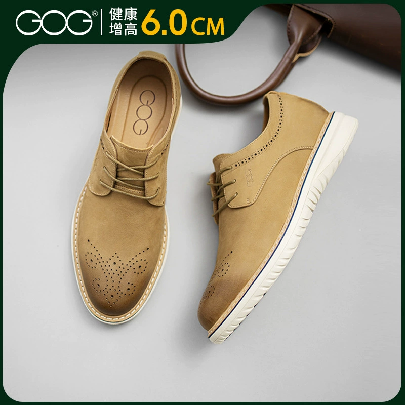 Gaoge повседневная обувь новая резная кожаная мужская обувь английская кожаная обувь Bullok легкая универсальная невидимая внутренняя обувь
