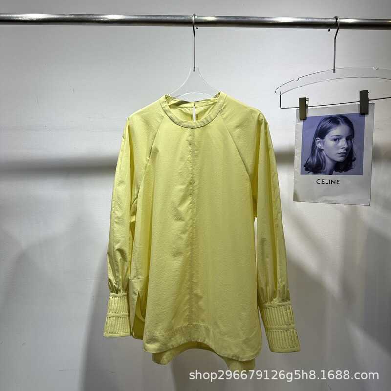 French Design Long-Sleeved Pullover Retro Loose Top Handmade Three-Dimensional Toothpick Pleated Lantern Sleeve Elegant Shirt for Women