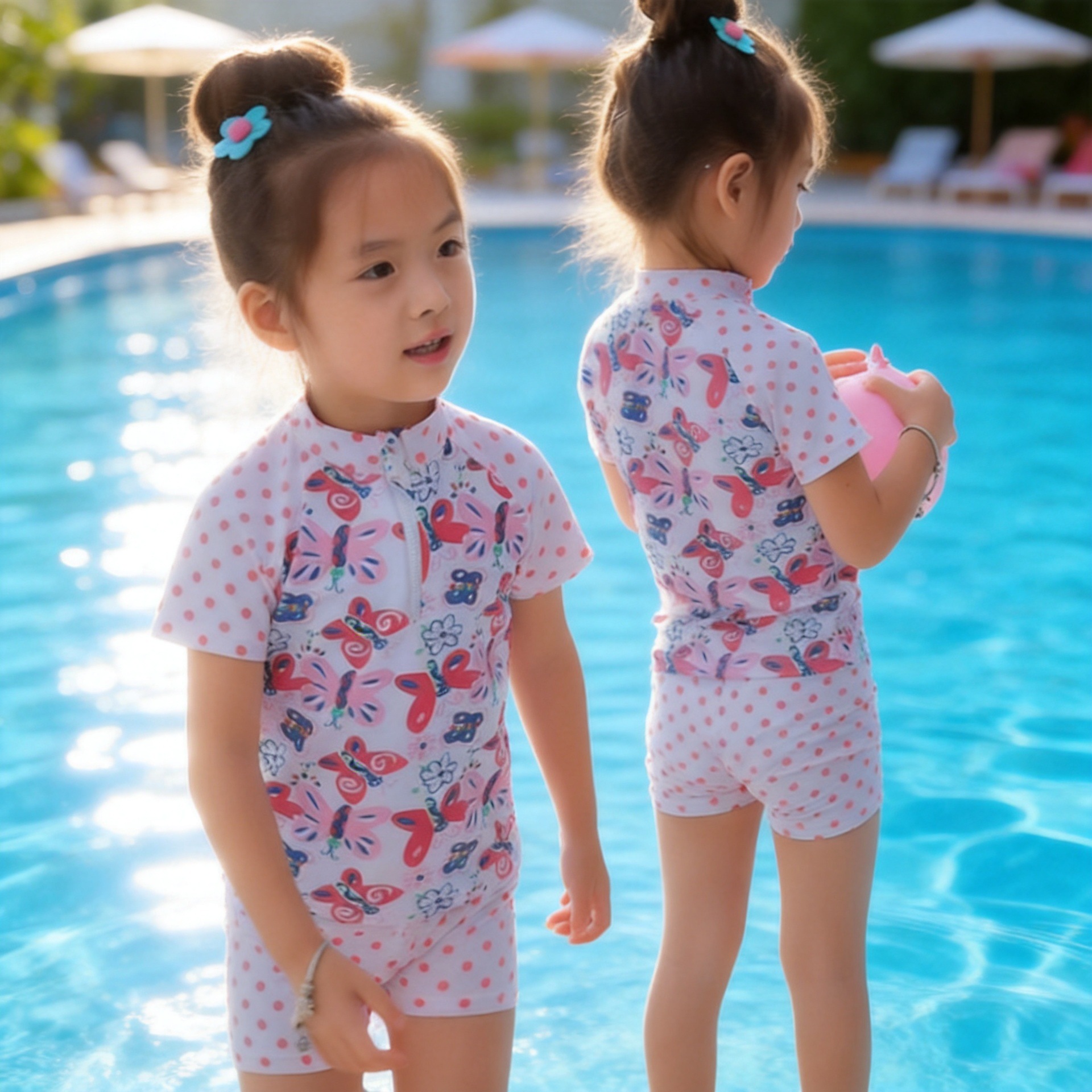 Children's cute swimwear with zipper