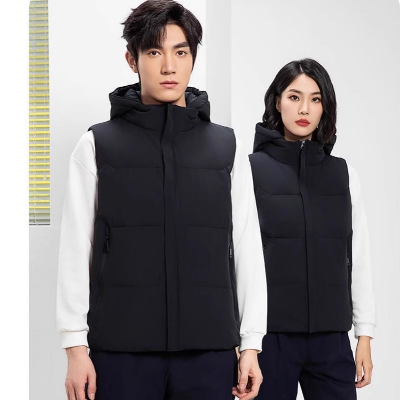 90%绒量白鸭绒冬季男士羽绒服马甲轻薄修身男女保暖马夹外套印字