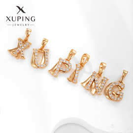 旭平首饰跨境新款 26个字母镶钻吊坠大写英文字母挂件饰品配件女