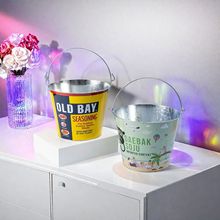 野外烧烤用水手提铁桶圆形马口铁5L冰桶桶镀锌铁金属啤酒冰桶便携