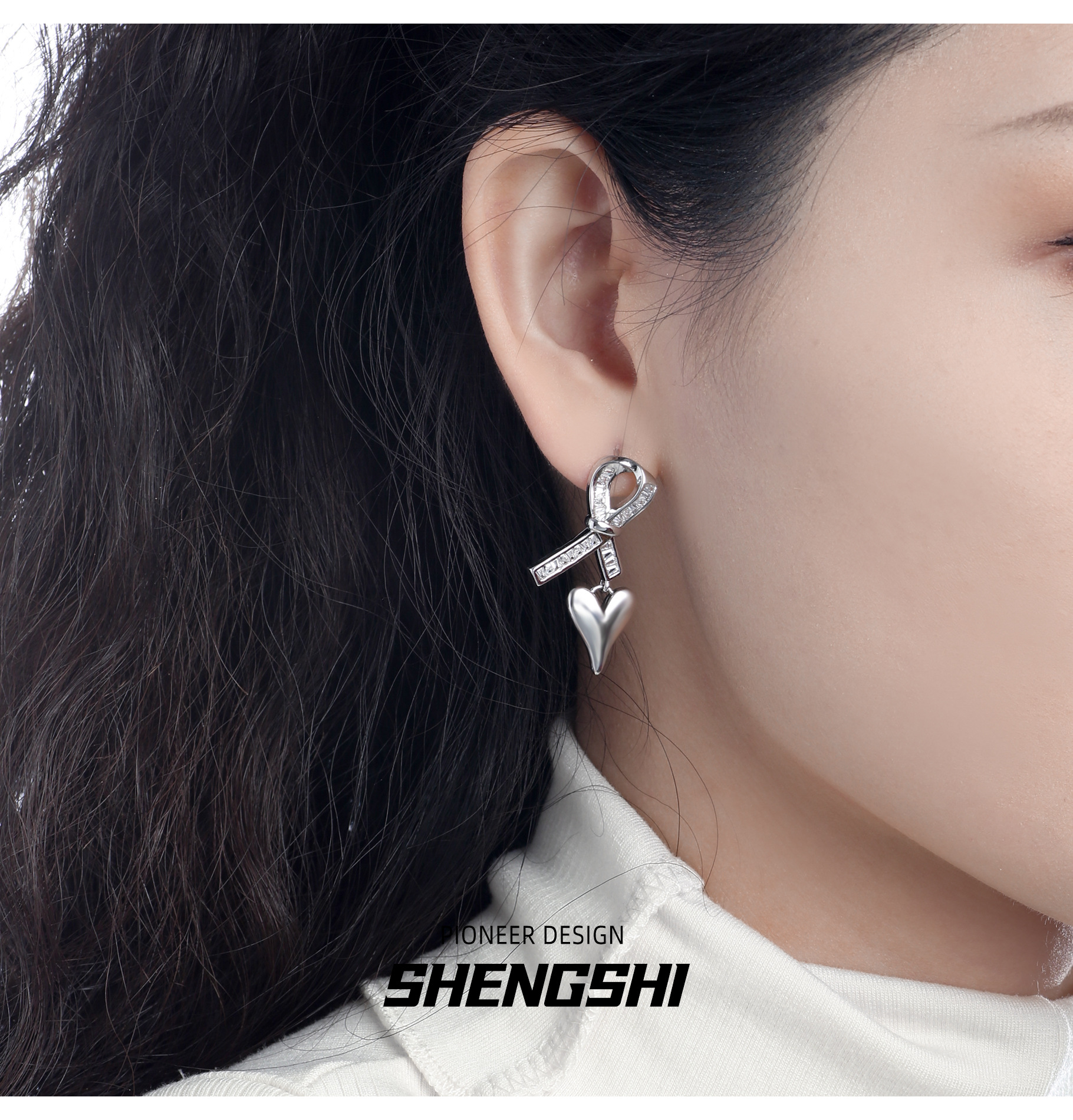 Women's Gender 1 Pair Simple Style Commute Heart Shape Bow Knot Inlay Copper Zircon Drop Earrings