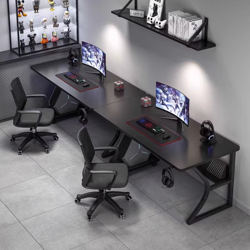Mesas de dos personas mesas negras de computadora de escritorio se pueden colocar en el host se puede instalar en el brazo robótico de la mesa de trabajo del dormitorio image 1