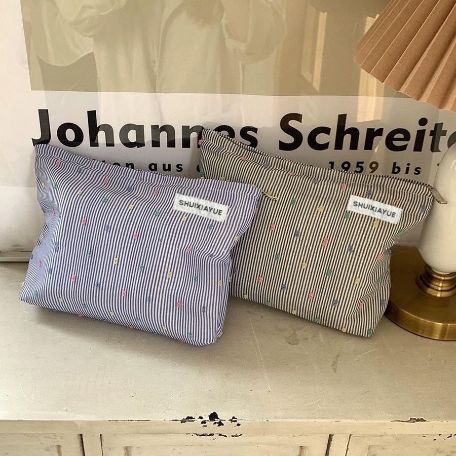 Bolsa de almacenamiento de pintas de color, bolsa de lavado, bolsa de almacenamiento de jacquard de temperamento, bolsa de cosméticos, gran capacidad, portátil y fresca