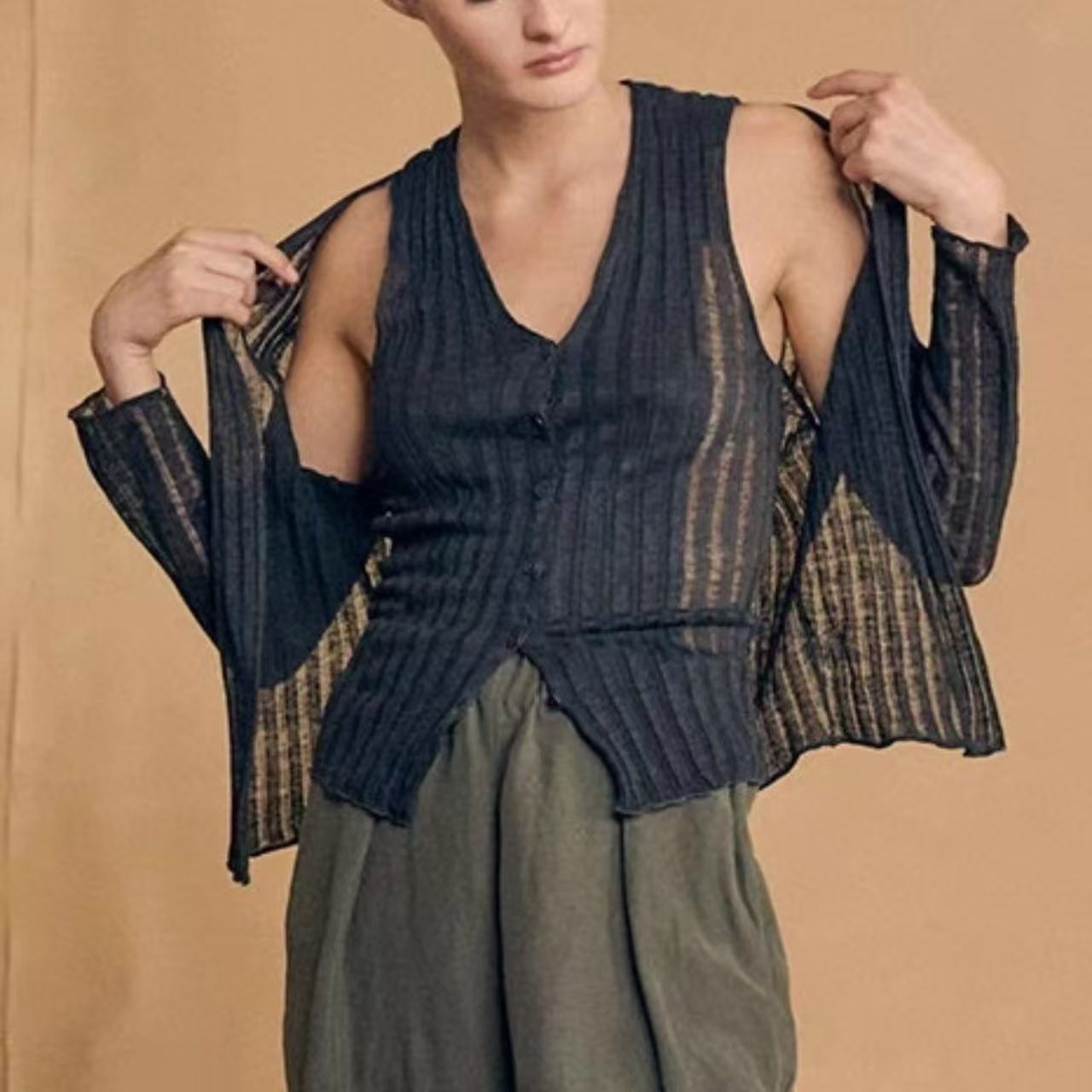 Cort 스페인어 틈새 여성 스웨터 카디건 여름 얇은 게으른 편안한 탑 블라우스 재킷