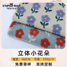 现货批发立体花朵提花羊羔绒布料 秋冬外套保暖服装内胆毯子面料