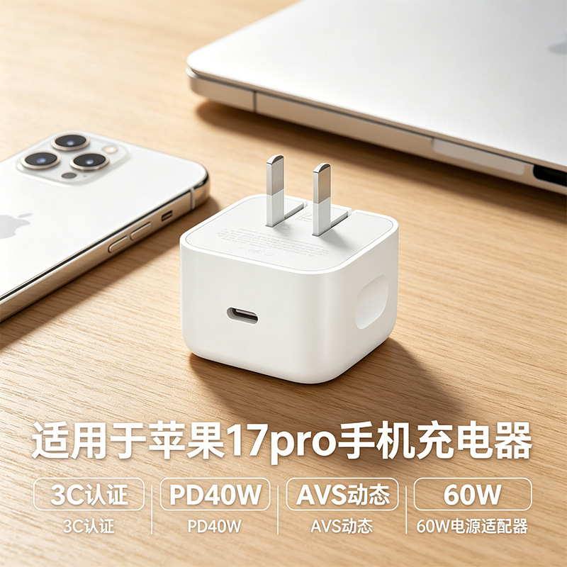 Suitable for Apple 17Pro Mobile Phone Charger 3C Certified Pd40W Avs Dynamic 60W Power Adapter