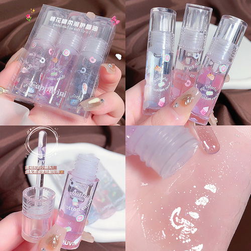 Cappuvini Marshmallow Lip Oil Lip Gloss Moisturizing Water Glossy Mirror Fine Sparkling Transparent Glass Lip Glaze